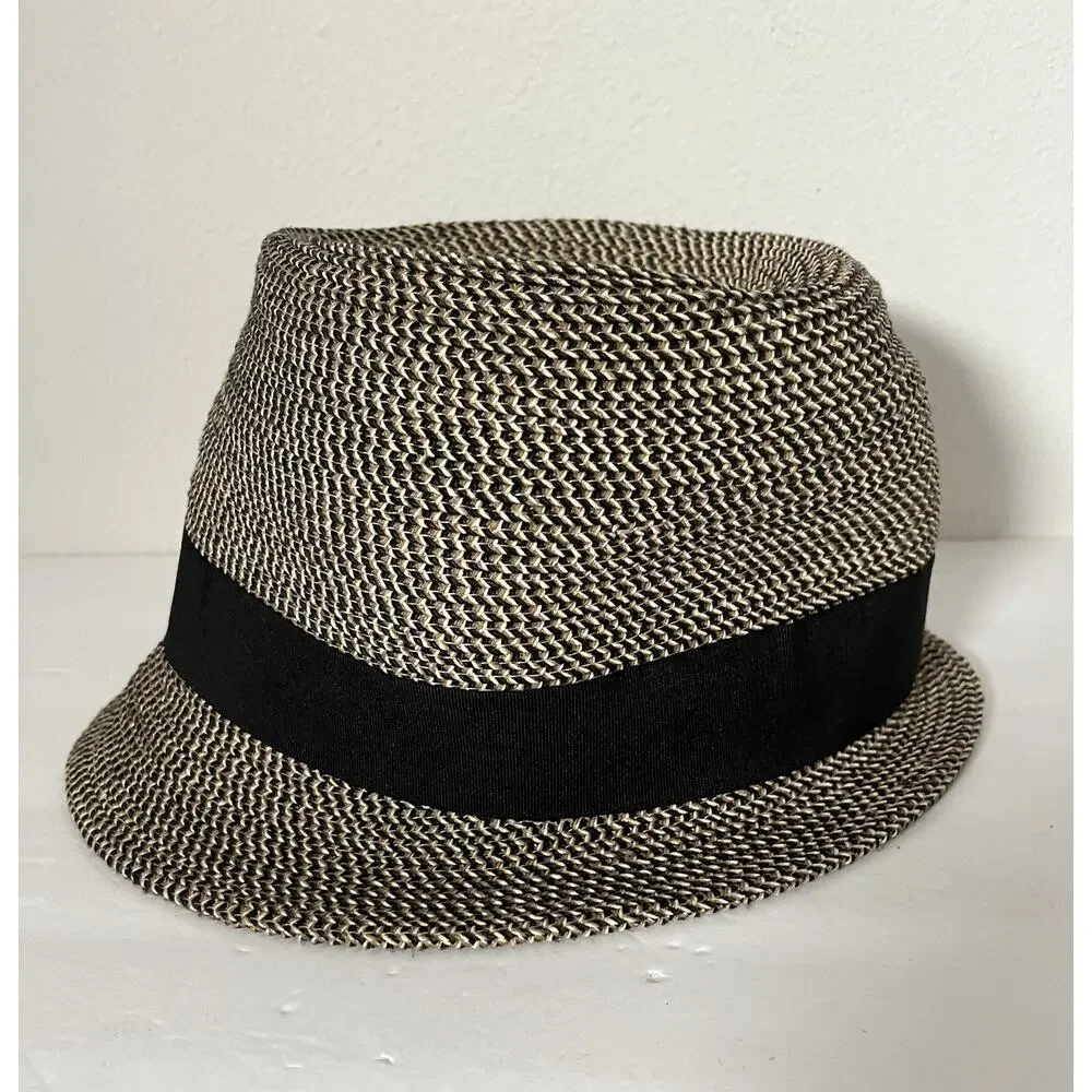 Sunday Afternoons Women's Fedora Hat Tweed Braided Paper Short Brim Tan Black OS